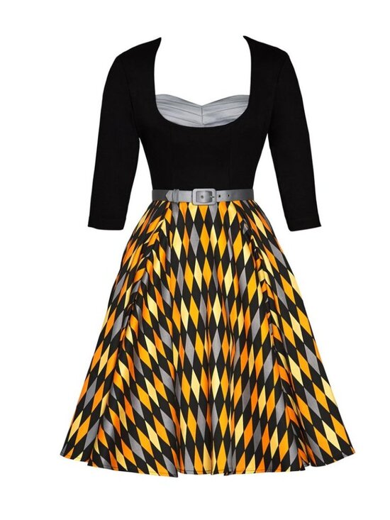 Pinup Couture Dresses & Skirts - Pinup Couture yellow house harlequin dress NWT